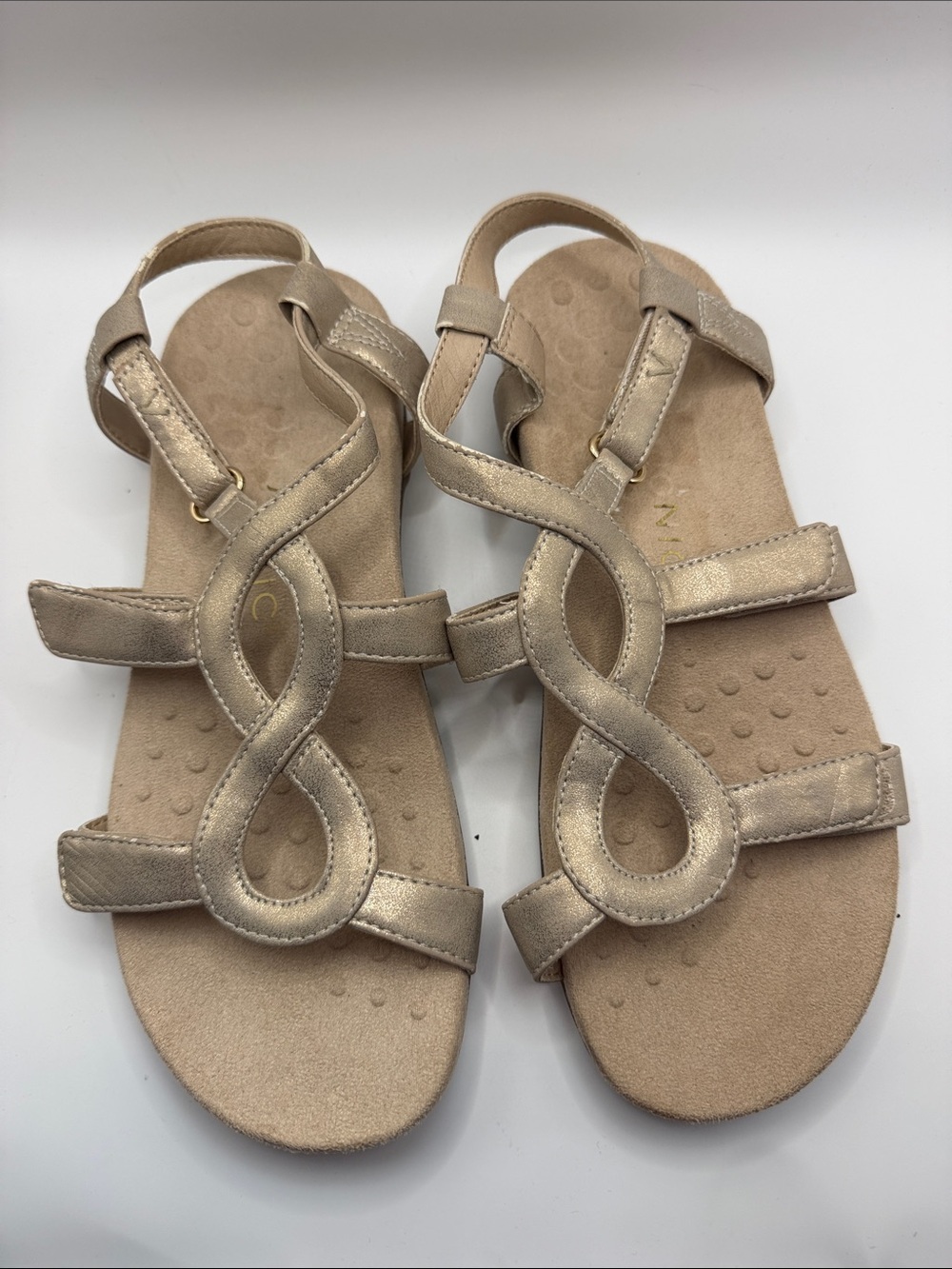 Vionic Rest Jodie model, Metallic Gold Strappy Sandals - Picture 1 of 8